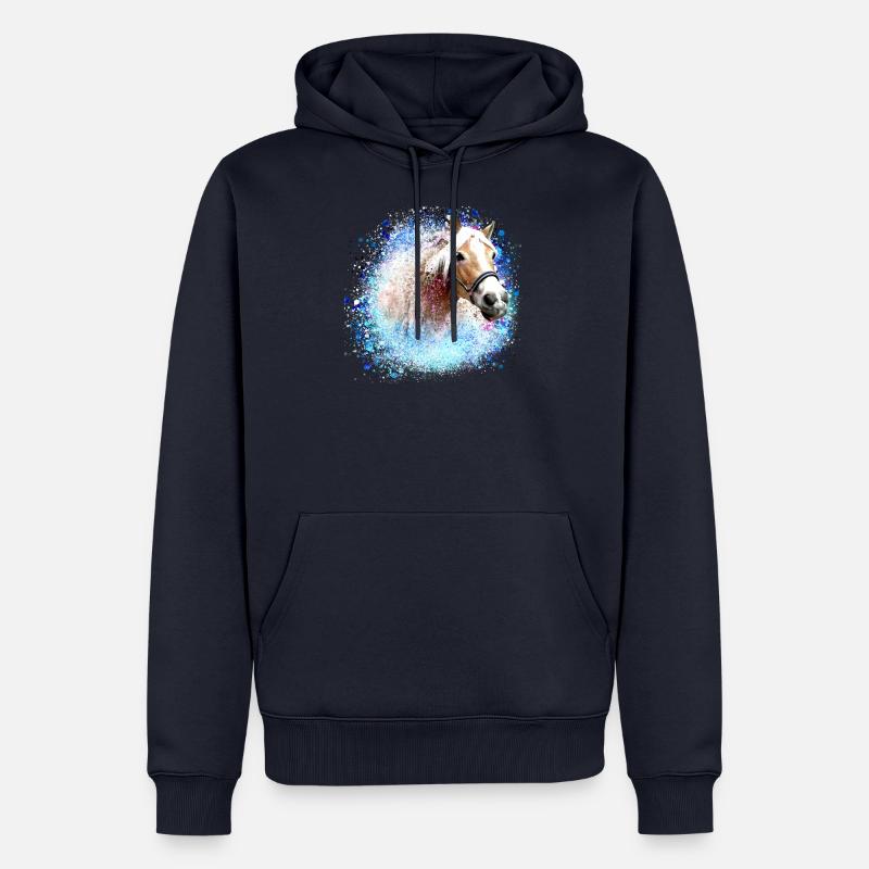 cheval,haflinger, graffiti, peinture,bleu, chevaux, - Sweat à capuche Premium bio Homme - bleu marine