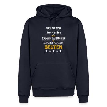 Kfz Mechatroniker Mechaniker Auto Werkstatt Spruch - Männer Premium Bio Hoodie - Navy - Vorne - Nico (187cm)