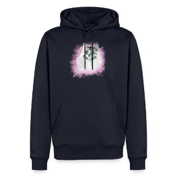 chat persan, chat siamois, chat, chat blanc, graffiti - Sweat à capuche Premium bio Homme - bleu marine - Devant - Nico (187cm)