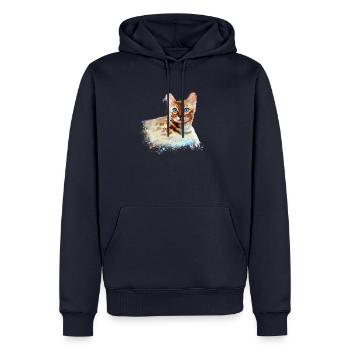 chat bengal, chat, bengale, graffiti, peinture, aquarelle - Sweat à capuche Premium bio Homme - bleu marine - Devant - Nico (187cm)