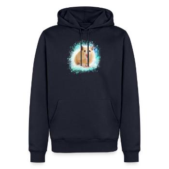 hamster, graffiti, peinture, vert, bleu - Sweat à capuche Premium bio Homme - bleu marine - Devant - Nico (187cm)