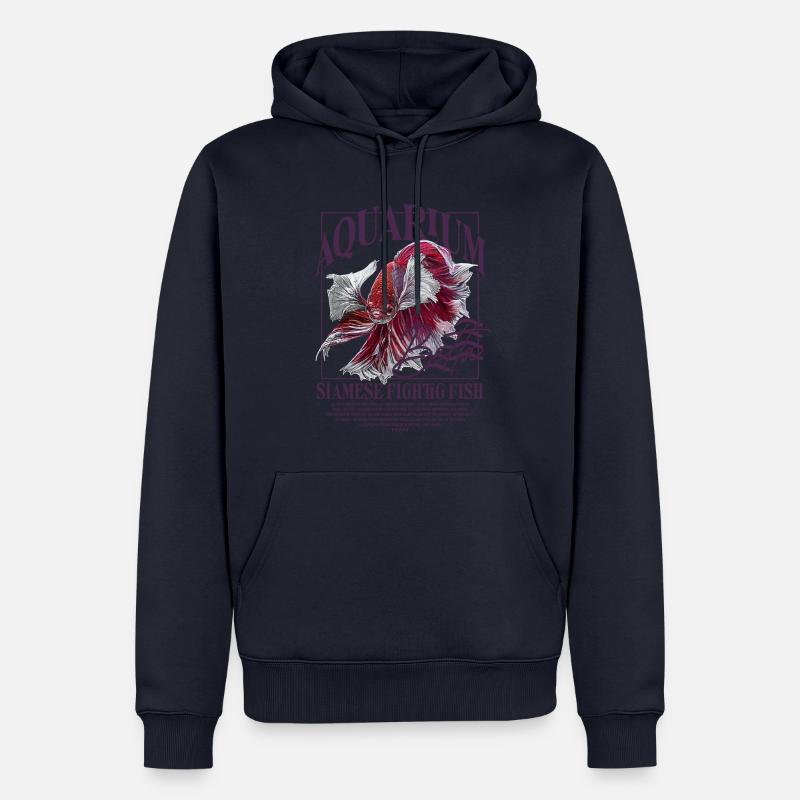 Betta Betta Poisson de combat - Sweat à capuche Premium bio Homme - bleu marine