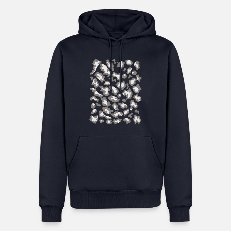 Schneeleopard Muster hell - Männer Premium Bio Hoodie - Navy