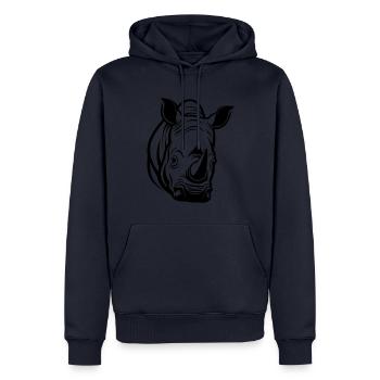 Tête de rhinocéros - Sweat à capuche Premium bio Homme - bleu marine - Devant - Nico (187cm)