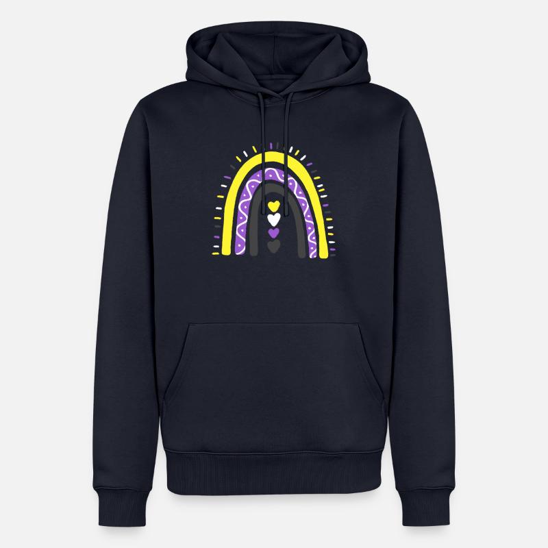 Nonbinary Pride Flagge Regenbogen - Männer Premium Bio Hoodie - Navy