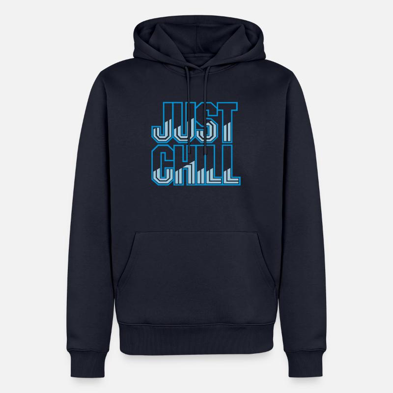 Just Chill Text Logo - Sweat à capuche Premium bio Homme - bleu marine