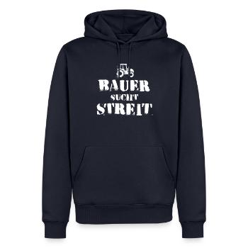 Bauer sucht Streit - Power to the Bauer - Männer Premium Bio Hoodie - Navy - Vorne - Nico (187cm)