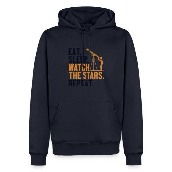 Eat Sleep Watch The Stars Repeat Kosmologe - Männer Premium Bio Hoodie - Navy - Vorne - Nico (187cm)