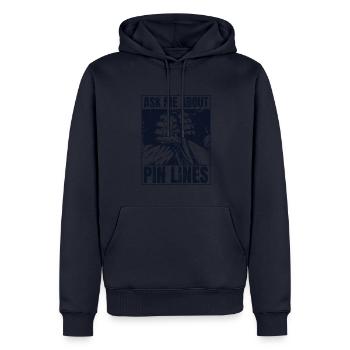 Posez-moi des questions sur l’exercice de lutte à mains nues des lignes d’épingles - Sweat à capuche Premium bio Homme - bleu marine - Devant - Nico (187cm)