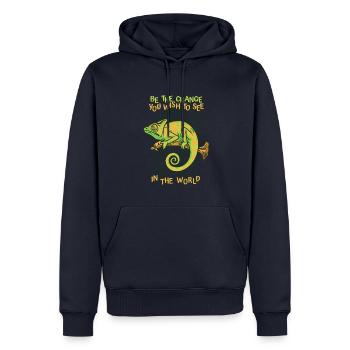 Sei die Veränderung, die du dir wünschst Veiled Panther - Männer Premium Bio Hoodie - Navy - Vorne - Nico (187cm)