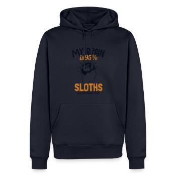 My Brain is 95% Sloths Pilosa Folivora - Men’s Premium Organic Hoodie - navy - Front - Nico (187cm)