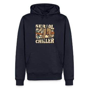 Serienkühler Folivora Braunkehl-Pilosa - Männer Premium Bio Hoodie - Navy - Vorne - Nico (187cm)
