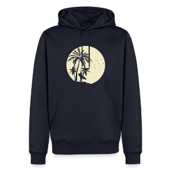 Surfer Palmen Sommer Sonne Strand Surfen - Männer Premium Bio Hoodie - Navy - Vorne - Nico (187cm)