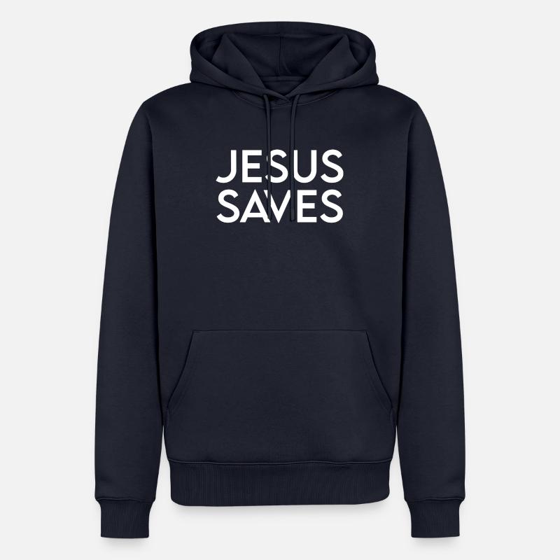 JÉSUS SAVE - Sweat à capuche Premium bio Homme - bleu marine