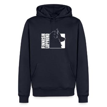 Profil finlandais de Laponie Chiens Chien Wilsigns - Sweat à capuche Premium bio Homme - bleu marine - Devant - Nico (187cm)