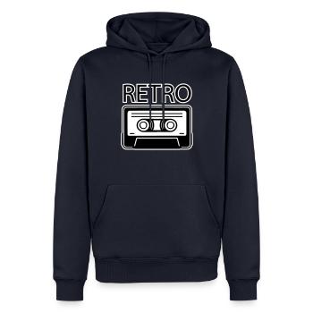 Oldschool Kassette - RETRO Design - Männer Premium Bio Hoodie - Navy - Vorne - Nico (187cm)