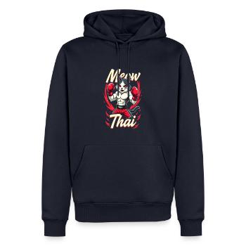 Drôle Muay Thai Boxe Muay Thai - Sweat à capuche Premium bio Homme - bleu marine - Devant - Nico (187cm)