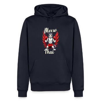 Drôle Muay Thai Boxe Muay Thai - Sweat à capuche Premium bio Homme - bleu marine - Devant - Nico (187cm)