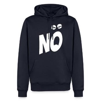 Nö, ich muss garnix - Typografie - Spruch - Männer Premium Bio Hoodie - Navy - Vorne - Nico (187cm)
