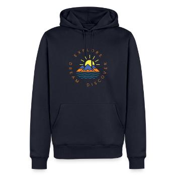 Montagnes Randonnée au soleil Alpinistes en plein air - Sweat à capuche Premium bio Homme - bleu marine - Devant - Nico (187cm)