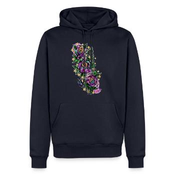Rose/Noten/Schmetterlinge - Männer Premium Bio Hoodie - Navy - Vorne - Nico (187cm)