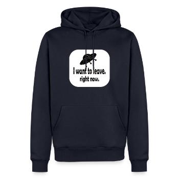UFO Alien Roswell -- I want to leave. right now. - Männer Premium Bio Hoodie - Navy - Vorne - Nico (187cm)