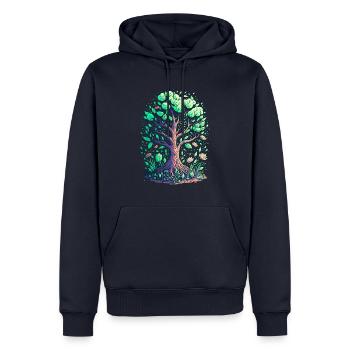 Peace Tree - Männer Premium Bio Hoodie - Navy - Vorne - Nico (187cm)