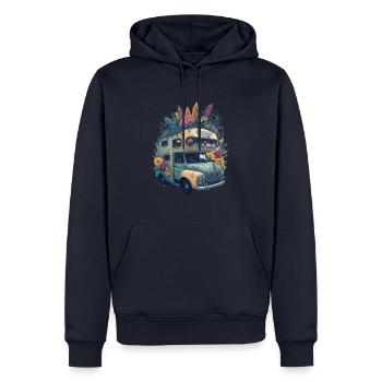 Camping, Van, Campingwagen, Travel - Männer Premium Bio Hoodie - Navy - Vorne - Nico (187cm)