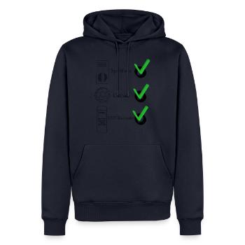 Paranormales Equipment Checkliste - Männer Premium Bio Hoodie - Navy - Vorne - Nico (187cm)