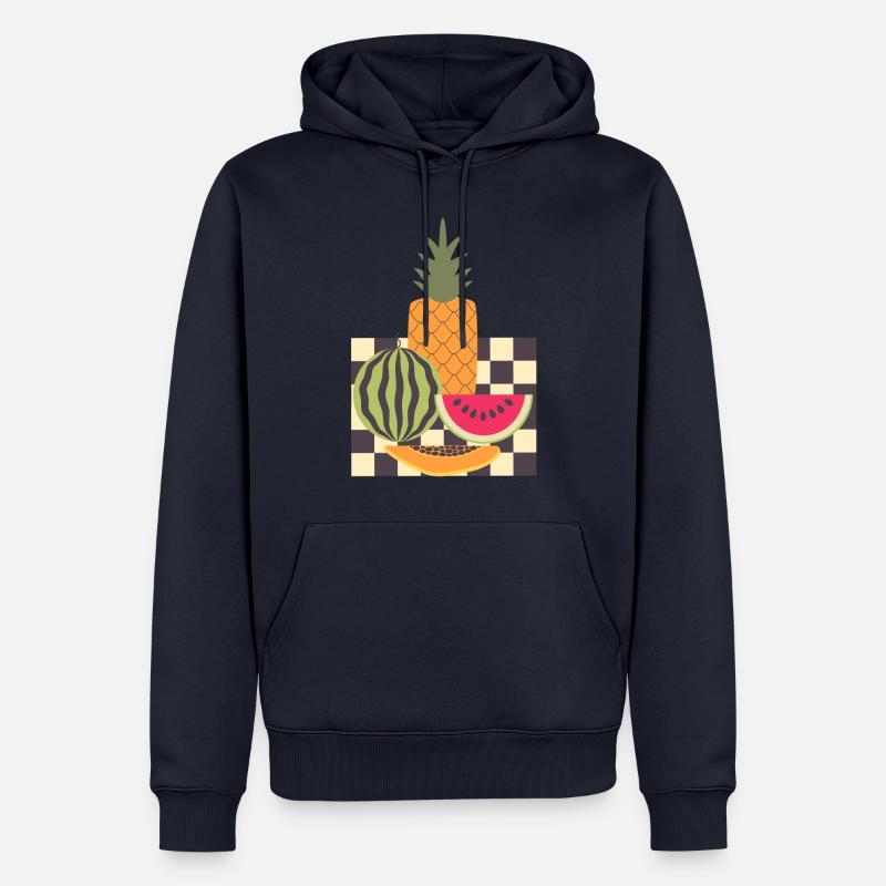 Fruit abstrait et géométrie - Sweat à capuche Premium bio Homme - bleu marine