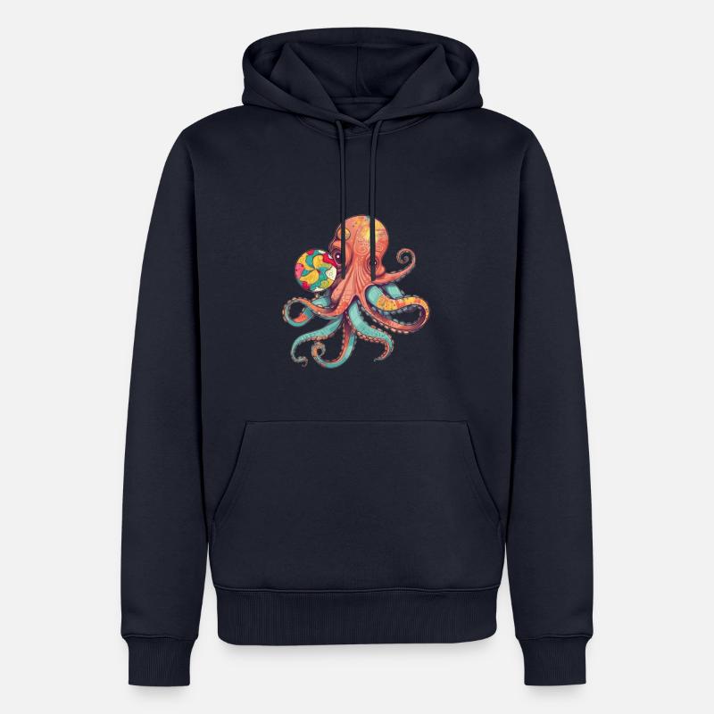 Pieuvre comique drôle avec sucette - Sweat à capuche Premium bio Homme - bleu marine