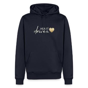 HEART DRIVEN - Herz Selbstbestimmung Selflove - Männer Premium Bio Hoodie - Navy - Vorne - Nico (187cm)