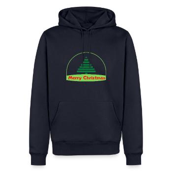Merry Cristmas - Sweat à capuche Premium bio Homme - bleu marine - Devant - Nico (187cm)