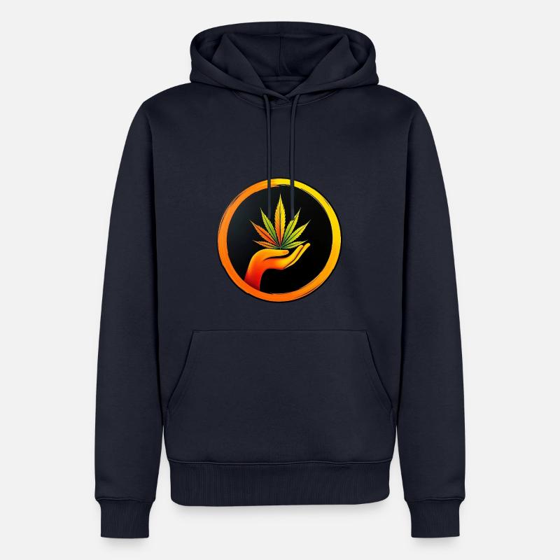 Marijuana leaf - LOGO button 1 - Männer Premium Bio Hoodie - Navy