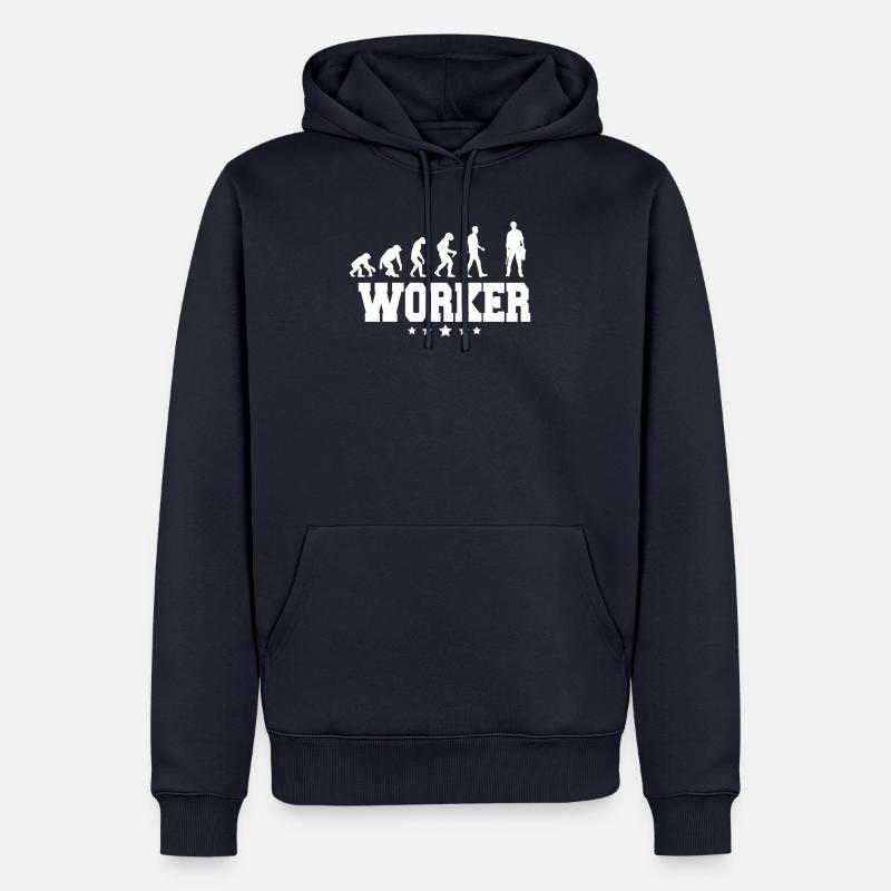 évolution du travailleur - Sweat à capuche Premium bio Homme - bleu marine