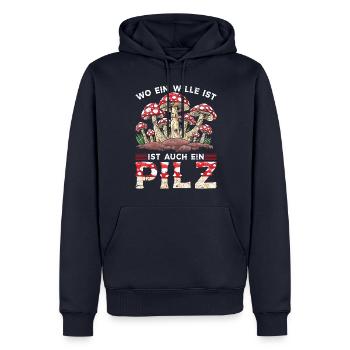 Pilzjäger Mykologen Spruch Lustig Pilze - Männer Premium Bio Hoodie - Navy - Vorne - Nico (187cm)
