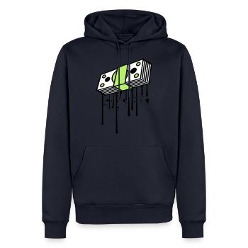 tropfen graffiti geldscheine buendel dollar gettin - Männer Premium Bio Hoodie - Navy - Vorne - Nico (187cm)