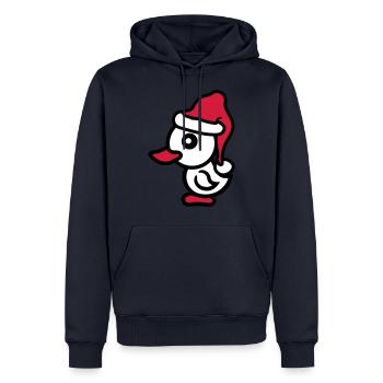 Noël Noël Père Noël Salutations d'hiver - Sweat à capuche Premium bio Homme - bleu marine - Devant - Nico (187cm)