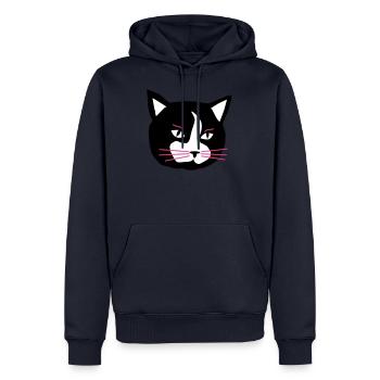 Cat - Männer Premium Bio Hoodie - Navy - Vorne - Nico (187cm)