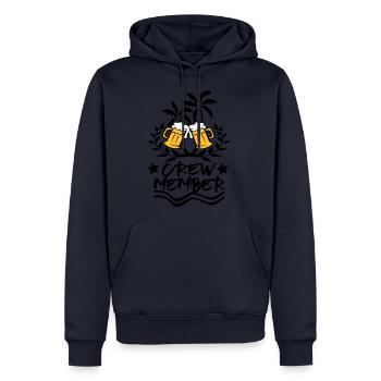 Membre d'équipage / Design du parti - Sweat à capuche Premium bio Homme - bleu marine - Devant - Nico (187cm)