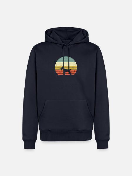 Schnauzer-Hundeliebhaber-Retro Sonnenuntergang-Vintage Grafik - Männer Premium Bio Hoodie - Navy