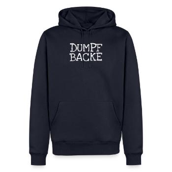 Dumpf Backe - Männer Premium Bio Hoodie - Navy - Vorne - Nico (187cm)