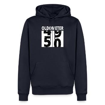 Oldometer birthday 50 funny gift - Men’s Premium Organic Hoodie - navy - Front - Nico (187cm)