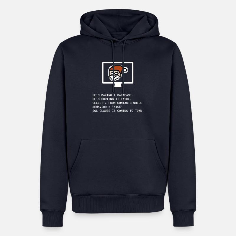 Cadeau informatique programmeur Noël SQL Clause - Sweat à capuche Premium bio Homme - bleu marine