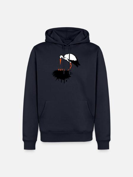 Storch und sein Nest mit Nachwuchs Graffiti - Männer Premium Bio Hoodie - Navy