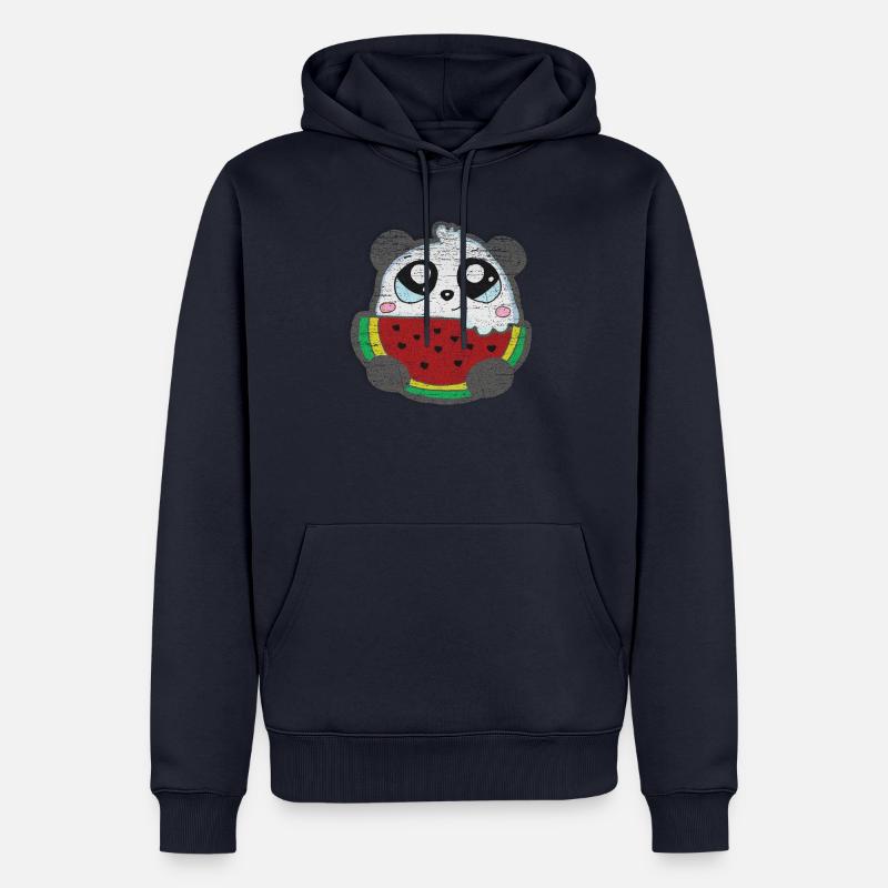 Melon pastèque doux Panda - Sweat à capuche Premium bio Homme - bleu marine
