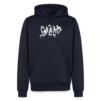 chemise graffiti gouttes blanc - Sweat à capuche Premium bio Homme - bleu marine - Devant - Nico (187cm)