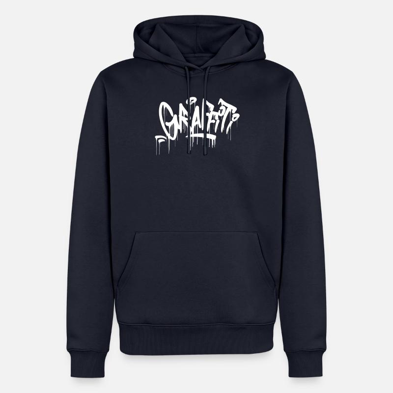 chemise graffiti gouttes blanc - Sweat à capuche Premium bio Homme - bleu marine
