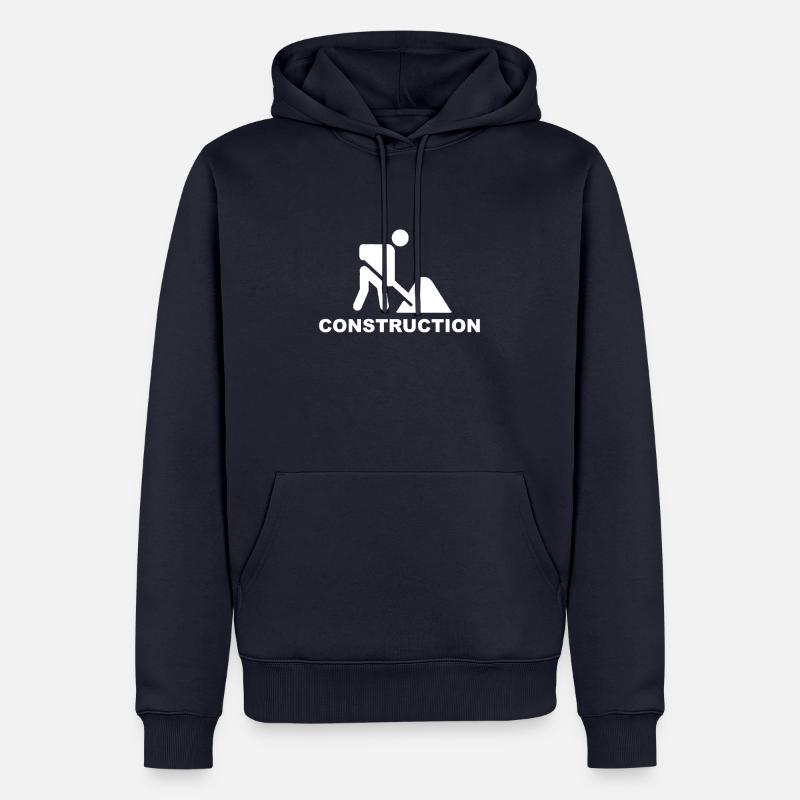 Construction /Construction /Construction /Reconstruction /Aide - Sweat à capuche Premium bio Homme - bleu marine