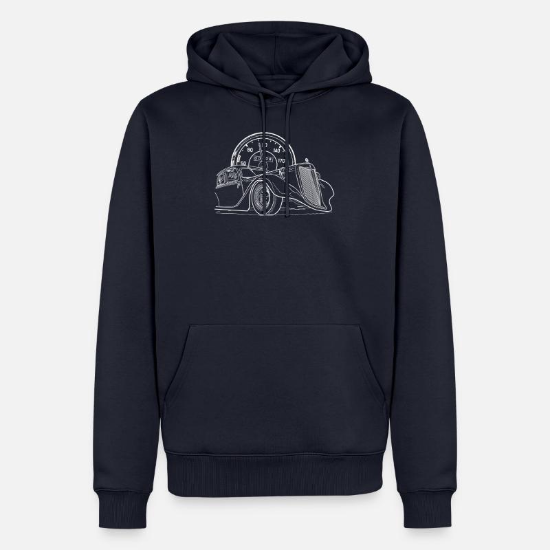Oldtimer weiß - Männer Premium Bio Hoodie - Navy